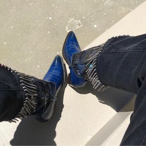 Blue cowboy boots